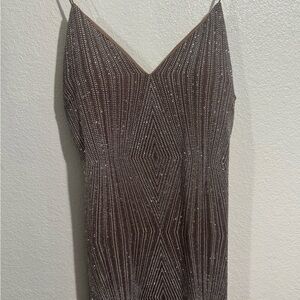 Chic Strapless Brown Beaded Dress